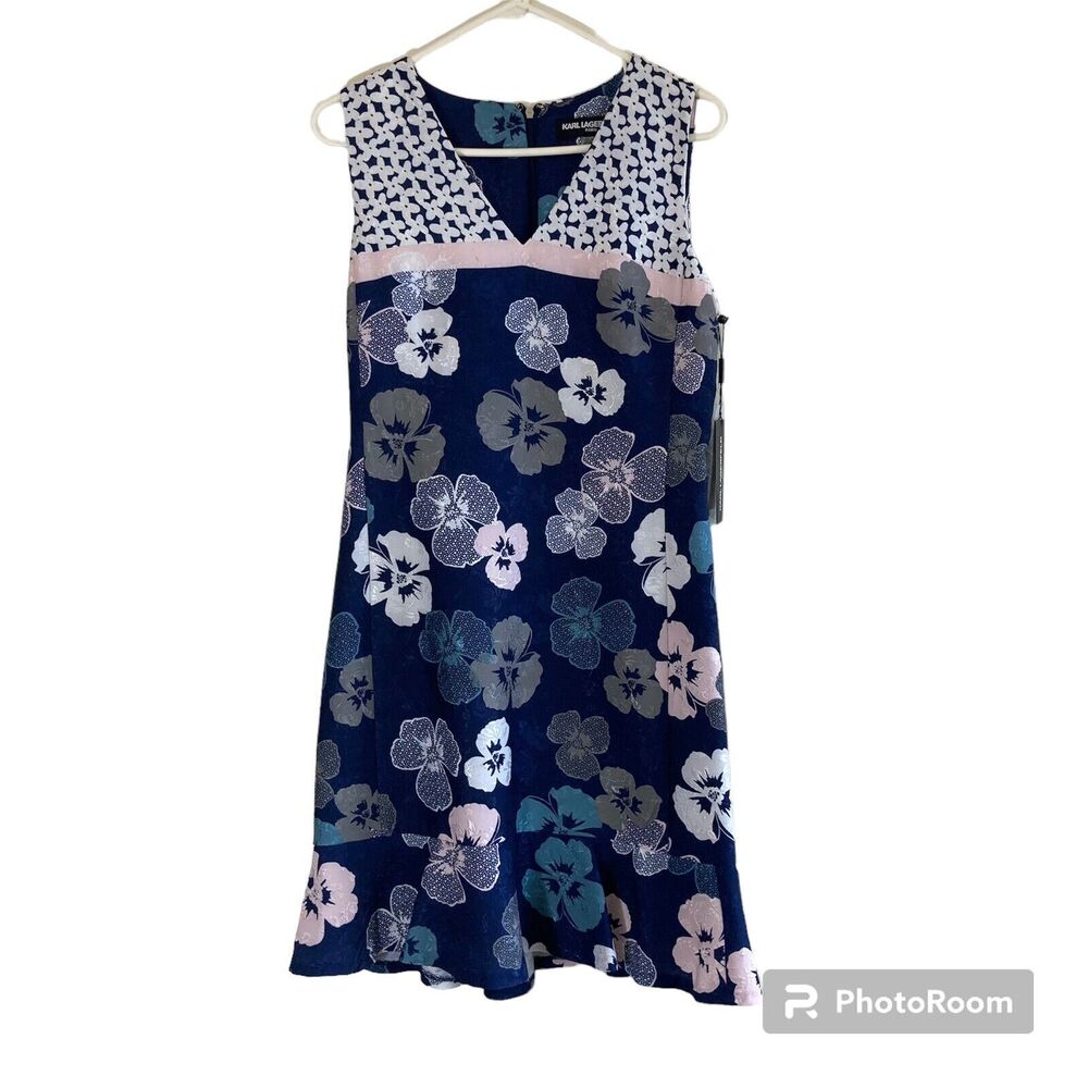 Karl Lagerfeld Paris Dress 8 Floral Sleeveless Ruffle Party Wedding Flowy NWT